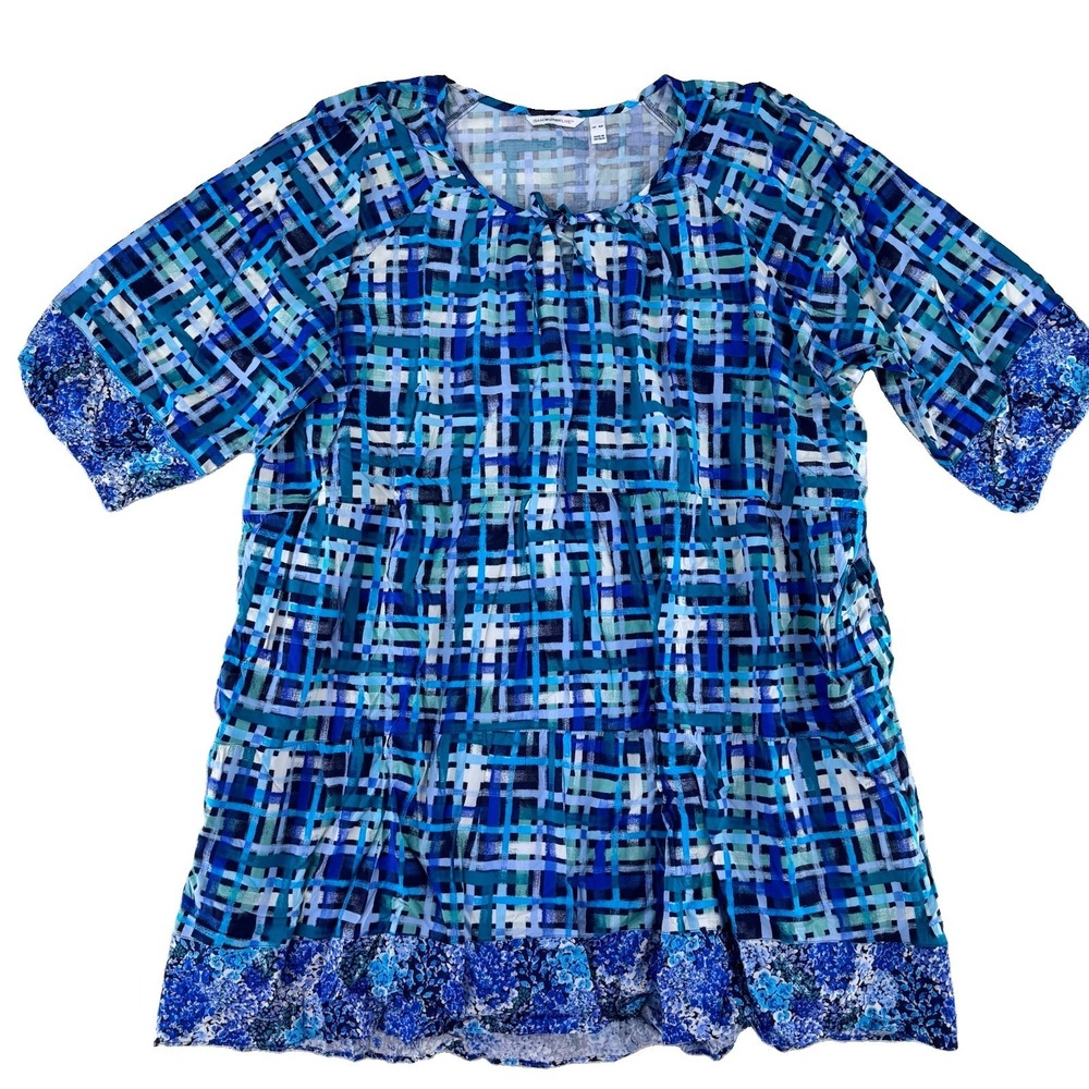 Isaac Mizrahi Live Twin Printed Hi-Low Dress 4XP Blue